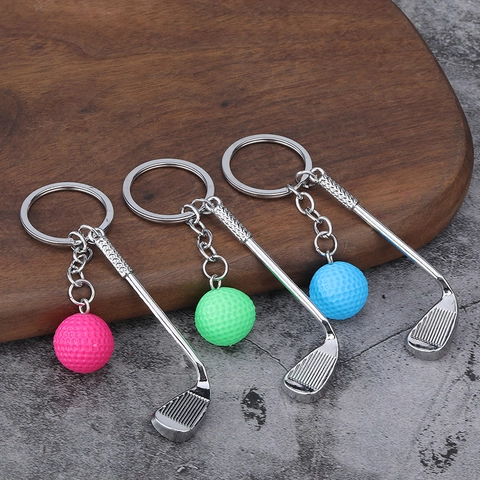 Zinklegering Golfclub En Bal Sleutelhanger Mini Sport Souvenir Sleutelring Voor Heren Dames Tas Hanger Decoratie Geschenk