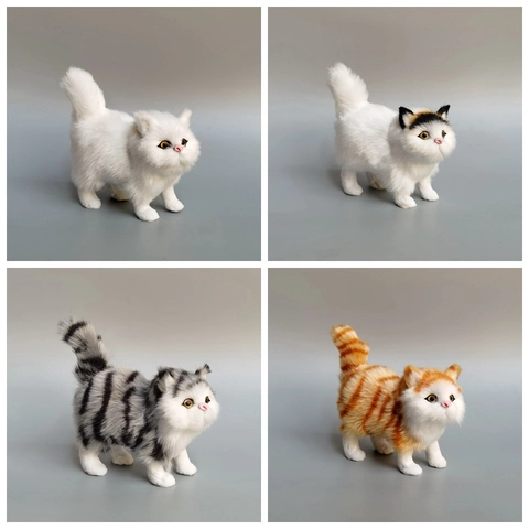 Statuetta Di Gatto In Simulazione Realistica Statua Di Animale In Pelliccia Sintetica Ornamento In Miniatura Per Casa Ufficio