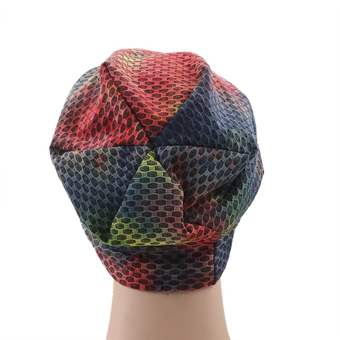 Slouchy Beanie Hat Knit Honeycomb Mesh Breathable Gradient Rainbow Outdoor Casual Warm Headwear For Men Women