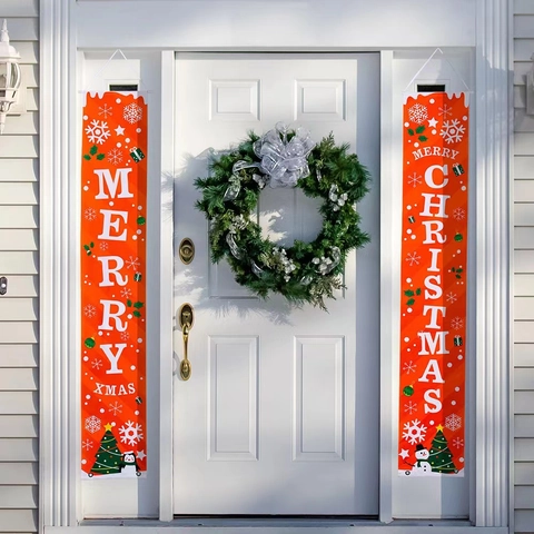 Weihnachten Veranda Banner Merry Xmas Willkommensschild Türbehang Flaggen Für Draußen Zuhause Feiertagsdeko Stoff