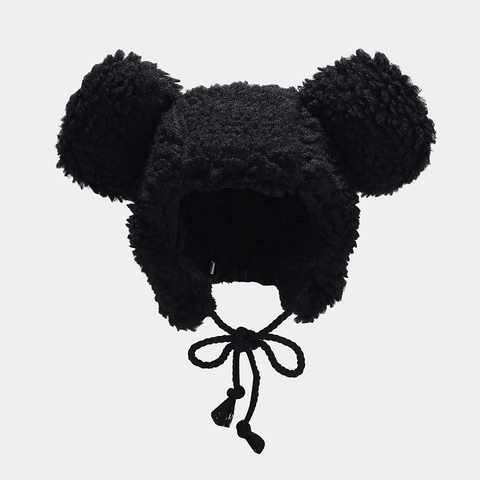 Cappello Con Paraorecchie In Peluche Orecchie Di Orso Lana Di Agnello Caldo Inverno Simpatico Animale Kawaii Antivento