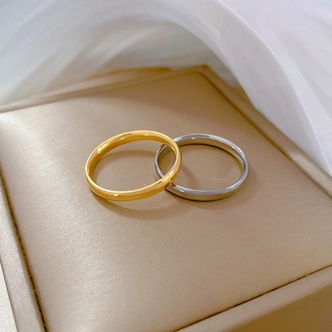 Minimalist Geometric Titanium Steel Ring High Polished Fade Resistant Smooth Band Unisex Ins Style Streetwear Jewelry
