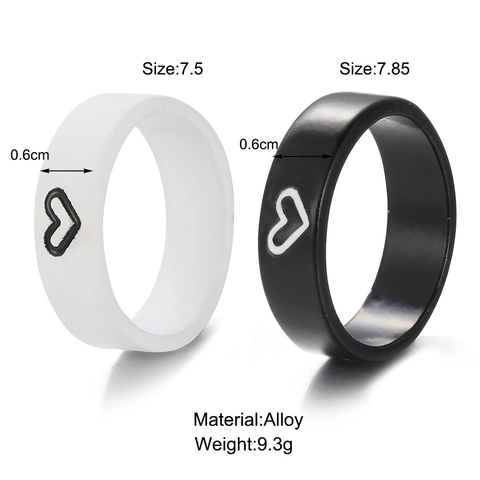Alloy Herz Schmetterling Romantische Passende Ringe Für Männer Frauen Minimalistisch Ins Stil Matt Schwarz Weiß Schmuck Geschenk