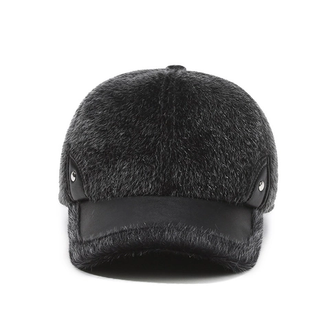 Gorra De Béisbol De Invierno Para Hombre De Piel Sintética Cálida Protección Para Los Oídos Visera De Cuero Ajustable