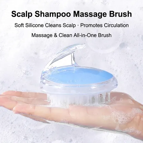 Silicone Scalp Massager Shampoo Brush With Soft Bristles And Ergonomic Handle For Hair Washing Relaxation Wet Dry Use