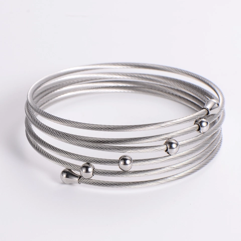 Bracciale A Cavo In Acciaio Inossidabile Multistrato Spirale Placcato Oro Cerchio Minimalista Per Donne Uomini