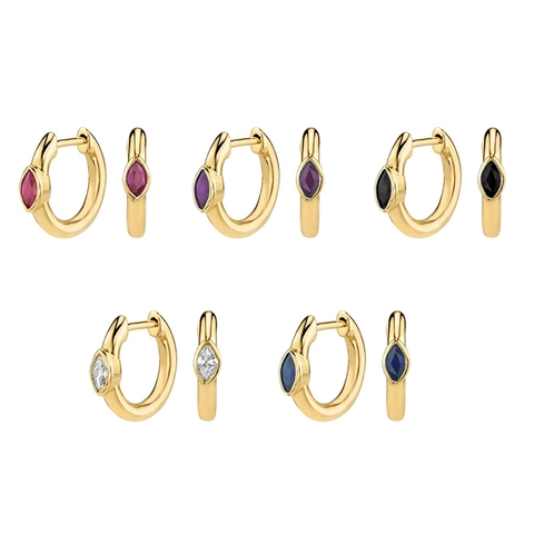 Pendientes De Aro Huggie Circonita Talla Marquesa Con 925 Sterling Silver Earring Post Cobre Joyería Minimalista Mujer