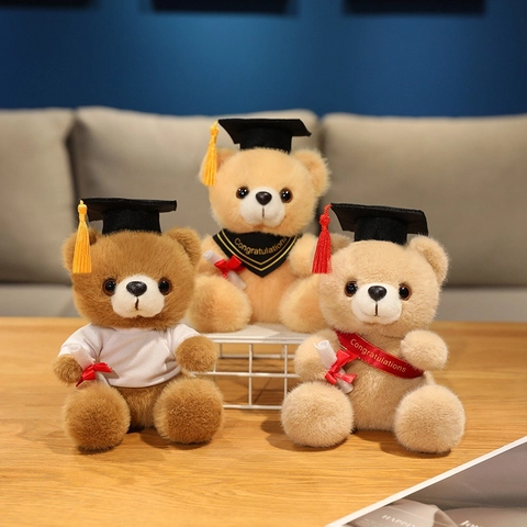Graduation Teddy Bear Plush Toy With Doctoral Hat And Diploma Scroll Soft Mink Velvet Congratulations Sash Gift For Students
