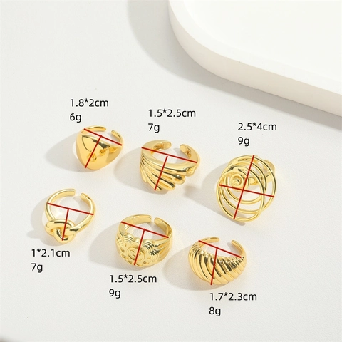 Vintage Koperen Ringen Verstelbare Opening Smile Face Geometrische Vergulde Mode Sieraden Voor Dames
