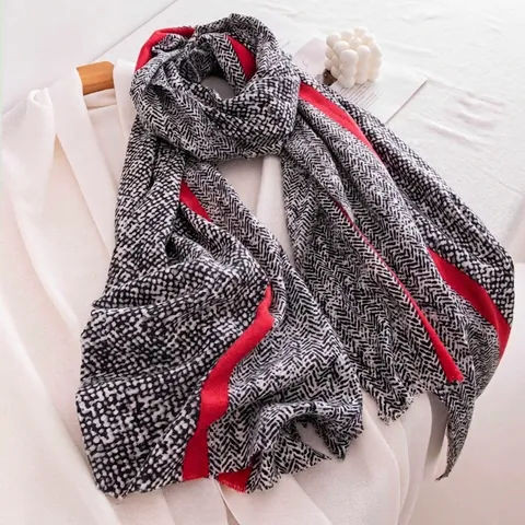 Dames Elegante Sjaal Met Slangenpatroon Mode Dierenprint Contraststrepen Imitatie Kasjmier Lange Zachte Wintersjaal Met Kwastjes