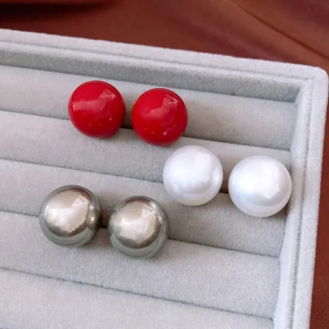 Orecchini A Lobo Rotondi Con Perno In Argento Imitazione Perla Artificial Minimalista Francese Vintage Gioielli Eleganti Per Donne