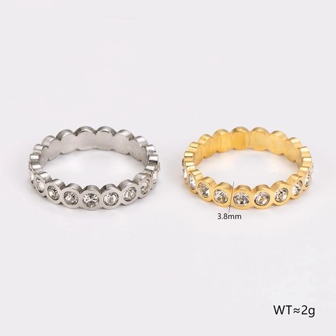 Stainless Steel Ring For Women Thin Wave Eternity Band Full Cubic Zirconia Small Crowd Design Elegant Fashion Jewelry