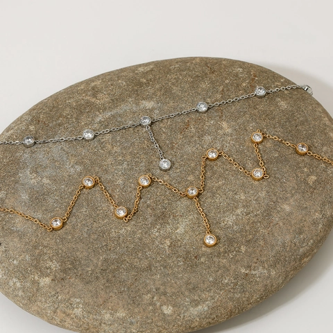 Collana Station Con Zirconi Minimalista Acciaio Inossidabile Catena A Y Per Clavicola Da Donna Gioielli Eleganti