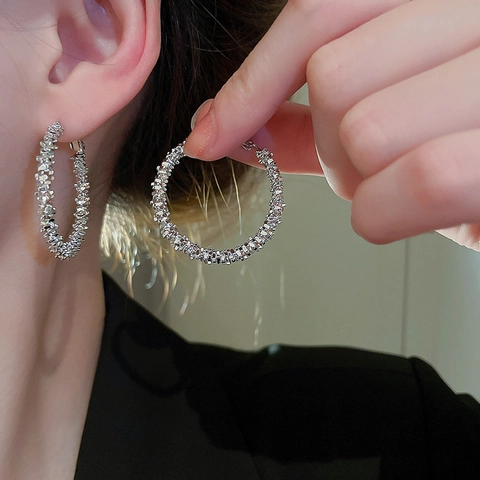 Geometrische Creolen Mit Ohrstecker Aus 925 Sterling Silber Legierung Strukturierte Maserung Minimalistischer Modeschmuck Für Damen