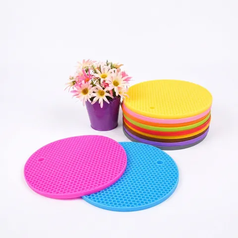 Runde Siliconen Placemats Honingraat Hittebestendige Onderzetters Antislip Panonderzetters Met Ophanggat Keukenaccessoires