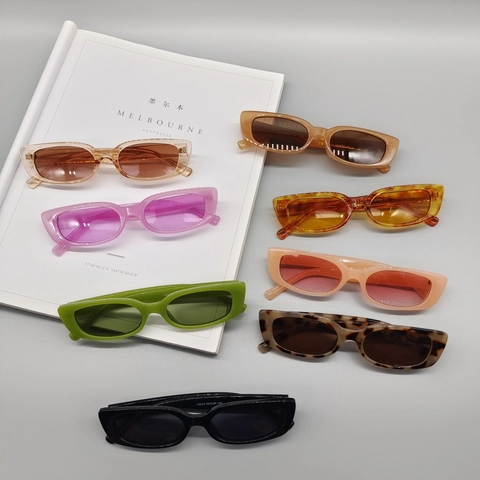 Retro Rectangle Sunglasses UV400 Protection Square Frame Jelly Color Fashion Eyewear For Women Men Outdoor Y2K Style
