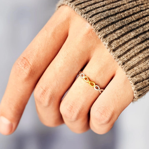 S925 Sterling Silver Infinity Ring For Women Simple Fashion Two-tone Gold Silver Wrapped Infinite 8 Finger Ring Jewelry Gift
