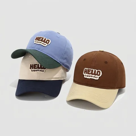 Kids Cotton Baseball Cap Color Block Patch Embroidery Hip-hop Sun Hat Adjustable For Boys Girls