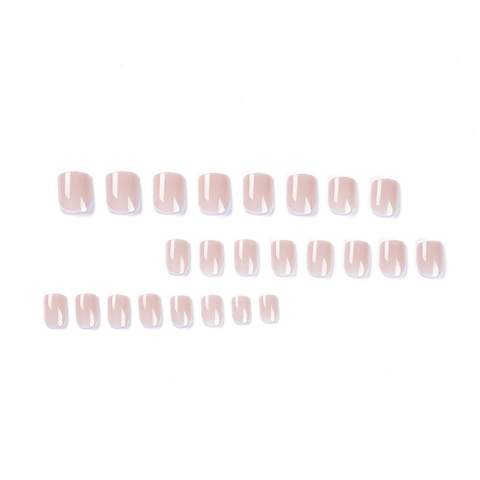 Unghie Finte Press On French Tip Corte Quadrate Rosa Nude Bordo Viola Rimovibili Accessori Manicure Per Donne