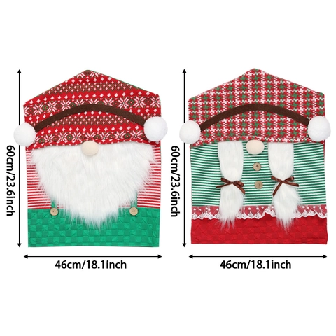 Christmas Chair Covers Gnome Seat Back Decorations Knitted Faux Fur Nordic Style Festive Dining Room Party Decor