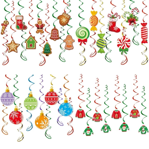 Decoraciones Colgantes En Espiral De Navidad Cartón PVC Hombre De Jengibre Dulces Decoración De Techo Para Fiesta