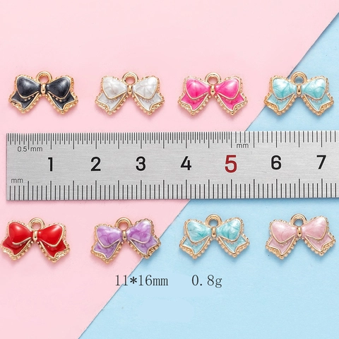 Bowknot Charms Alloy Enamel Pendants DIY Jewelry Making Accessories For Earrings Bracelets Necklace Hair Decorations Colorful Cute