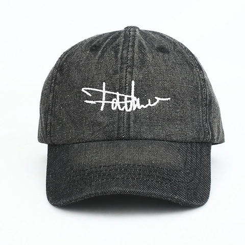 Washed Denim Baseball Cap Cotton Letter Embroidered Vintage Curved Brim Adjustable Casual Hat For Men Women