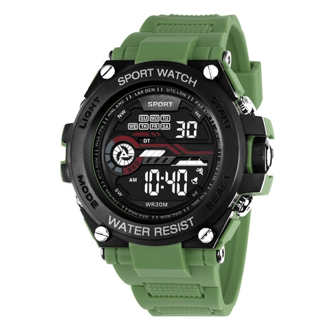 Digital Sports Watch ABS Case PU Strap Luminous Alarm Stopwatch WR30M Outdoor Mountaineering Tactical For Men