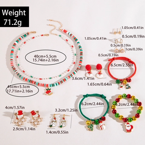 Parure Gioielli Natale Lega Smalto Collana Bracciale Orecchini Con Ciondoli Pupazzo Neve Babbo Natale Albero Per Donne Festa