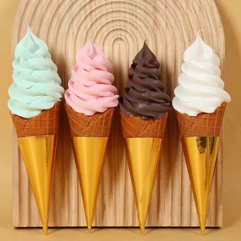 Realistic Artificial Ice Cream Cone Model Fake Dessert Simulation Food Photography Props Window Display PVC Plastic Decor