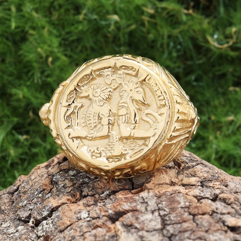 Anello In Acciaio Inossidabile 316L Vintage Rilievo Ritratto Antico Totem Goffrato Gioielli Sigillo Etnico Uomo Donna
