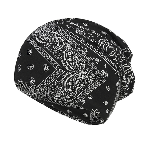 Gorro Beanie Slouchy Unisex con Estampado de Paisley Poliéster Hip Hop Patrón de Bandana Gorra Suave de Doble Uso Calentador de Cuello