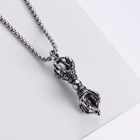 Collar Colgante Vajra Acero Inoxidable 316 Retro Punk Vintage Joyería Religiosa Para Hombres Acabado Antiguo