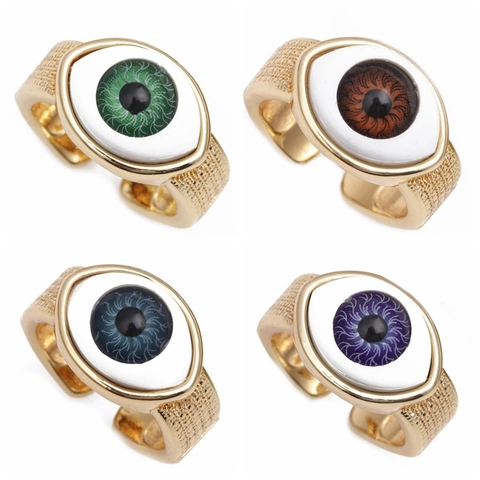 Ρυθμιζόμενο Δαχτυλίδι Evil Eye Επιχρυσωμένος Χαλκός Micro Set Zircon Μόδα Κοσμήματα Για Γυναίκες Trendy Boho Style Δώρο