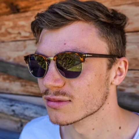 Occhiali Da Sole Vintage Browline Uomo Donna TR90 Metallo Semincerchio Polarizzati UV400 Anti Luce Blu