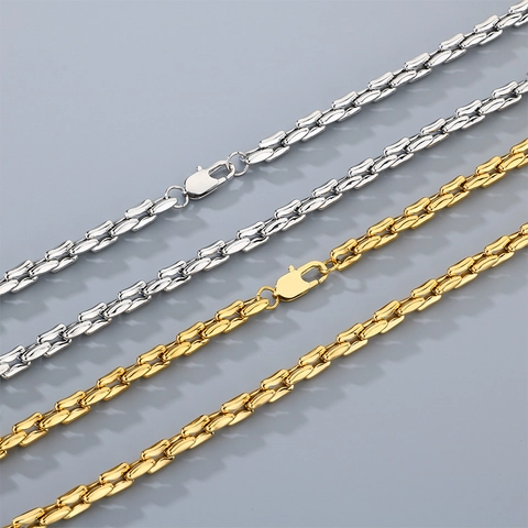 Juego De Joyas Minimalista De Acero Inoxidable Con Cadena De Eslabones Cuadrados Collar Y Pulsera Para Hombres Y Mujeres