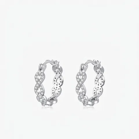 925 Sterling Silber Unendlichkeit Creolen Zirkonia Mikropave Mobius Design Minimalistische Mode Für Frauen