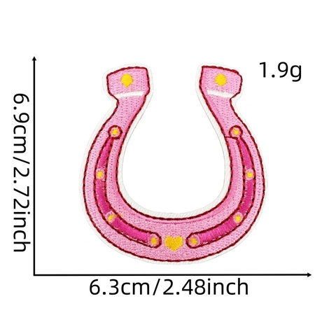 Pink Western Cowgirl Embroidered Patches Cowboy Hat Horseshoe Star Disco Ball Iron On Appliques For Clothing Bags Decoration