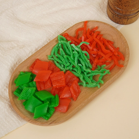 Tiras Y Bloques De Pimiento Artificial PVC Rebanadas De Verduras Falsas Realistas Para Decoración De Cocina Accesorios De Fotografía Manualidades DIY