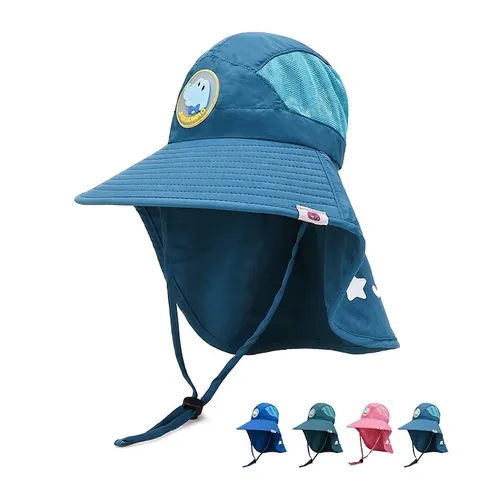Cappello Da Sole Per Bambini All'aperto Con Protezione Per Il Collo Rete Traspirante Tesa Larga Corda Regolabile Dinosauro