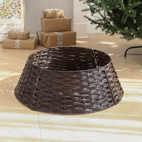 Collar De Base Para Árbol De Navidad Cubierta Decoración Tejido A Mano Fibra Artificial Hierro Cesta Hogar Nórdico