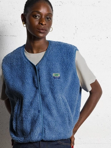 Gilet Sans Manches En Polaire Sherpa Pour Femmes Boutonnage Simple Col En V Décontracté Chaud Veste D'Extérieur