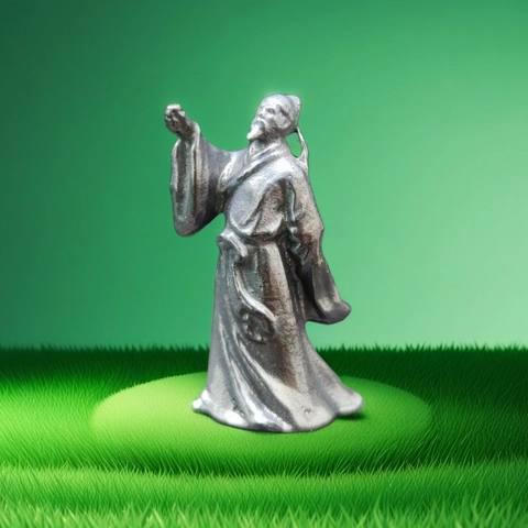 Figura Miniatura Li Bai Estatua Poeta Chino Metal Vintage Chapado Cobre Adorno Escritorio Para Decoración Paisaje Bonsái Hogar