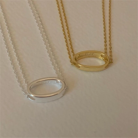 Collana In Argento Sterling 925 Con Pendente Ovale Cavo Gioielli Con Catena A Serpente Minimalisti Semplici Per Donna