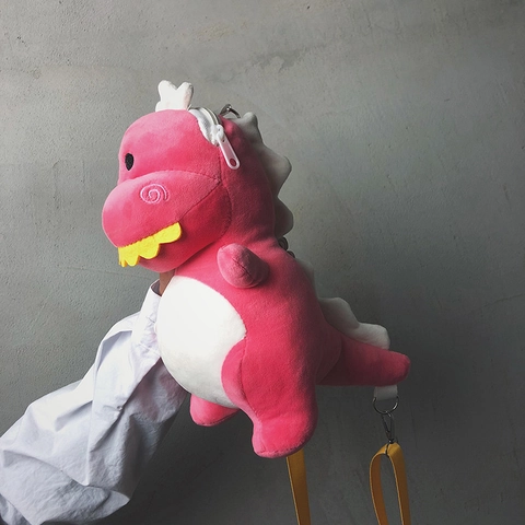 Simpatica Borsa a Tracolla in Peluche a Forma di Dinosauro per Donna Bambini Borsa a Spalla Animale Cartone Animato Morbida