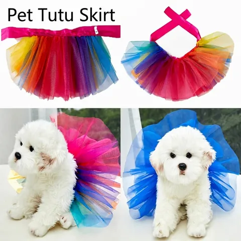 Pet Tutu Skirt Princess Mesh Tulle Dog Dress With Satin Ribbon For Birthday Party Festival Costume Small Dogs Cats