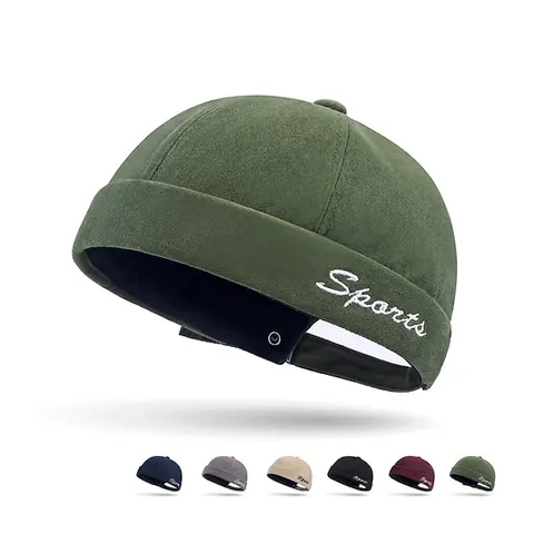 Gorro Docker Vintage Sin Ala Algodón Miki Hat Bordado Sports Ajustable Retro Hip Hop Gorra Marinero Hombre Mujer