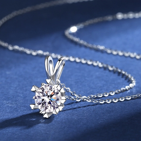 Collier Pendentif Flocon De Neige Moissanite Argent Sterling 925 Étoile Élégant Bijoux De Mode Cadeau Pour Femme