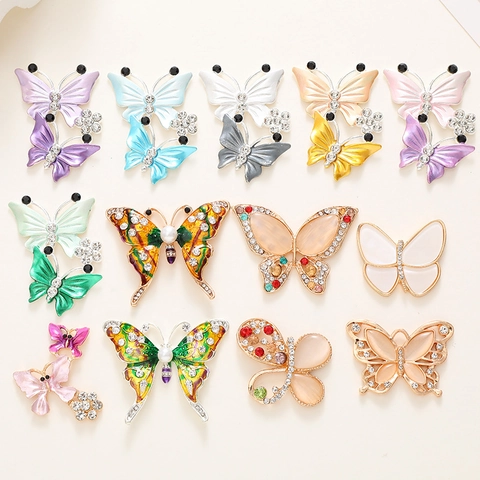 Accessori Gioielli Farfalla Lega Strass Smalto Pietra Occhio Di Gatto Perla Artificial Ciondoli DIY Decorazione Telefono Scarpa Dolce