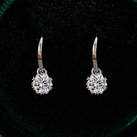Boucles d'Oreilles Pendantes Flocon de Neige en Argent Sterling 925 et Moissanite pour Femme Bijoux Élégants en Strass pour Mariage